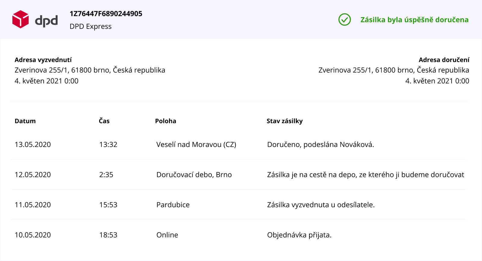 tracking screenshot